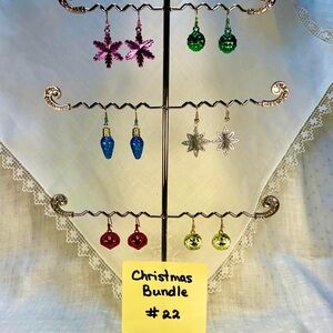 Handcrafted Christmas Gift Earrings Bundle 6 Colors & Styles Nostalgic Colorful